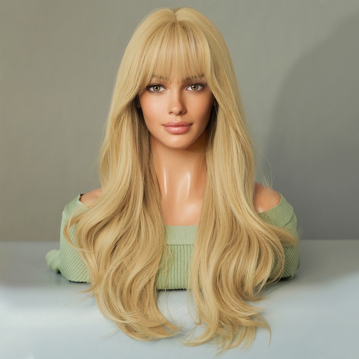 Long Blonde Wigs for Women Cosplay Party Daily Halloween Blonde Curly Wavy Wig