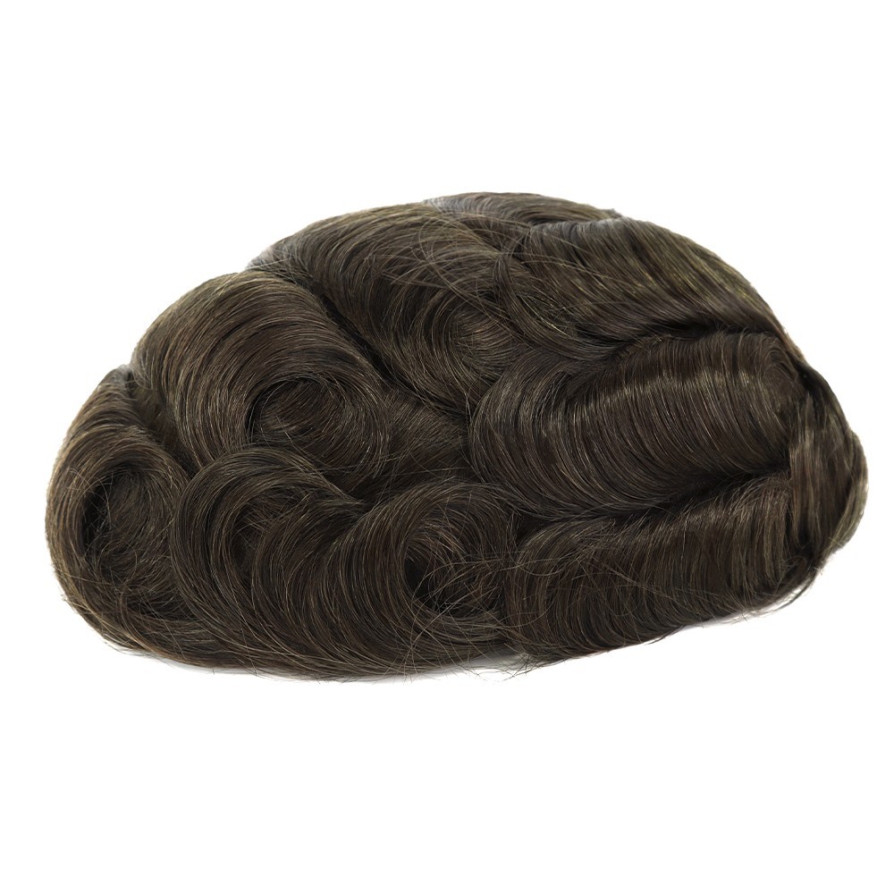 Toupee Men Human Hair Replecement System Lace Front Hairpiece Bleach Knot 8X10#4