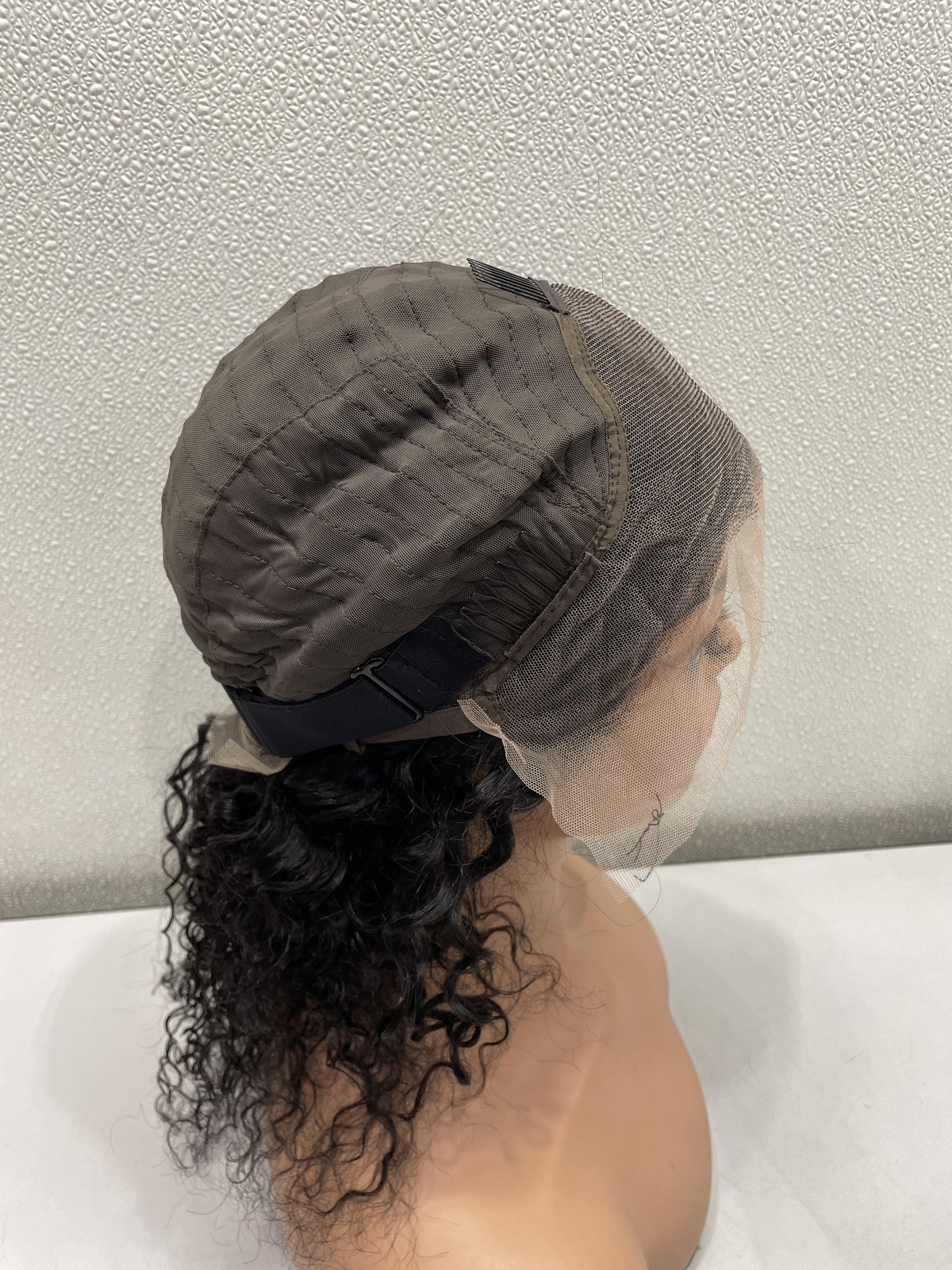 Natural Black Curly Human Hair Blend 13×4 Lace Front Wig, 16″
