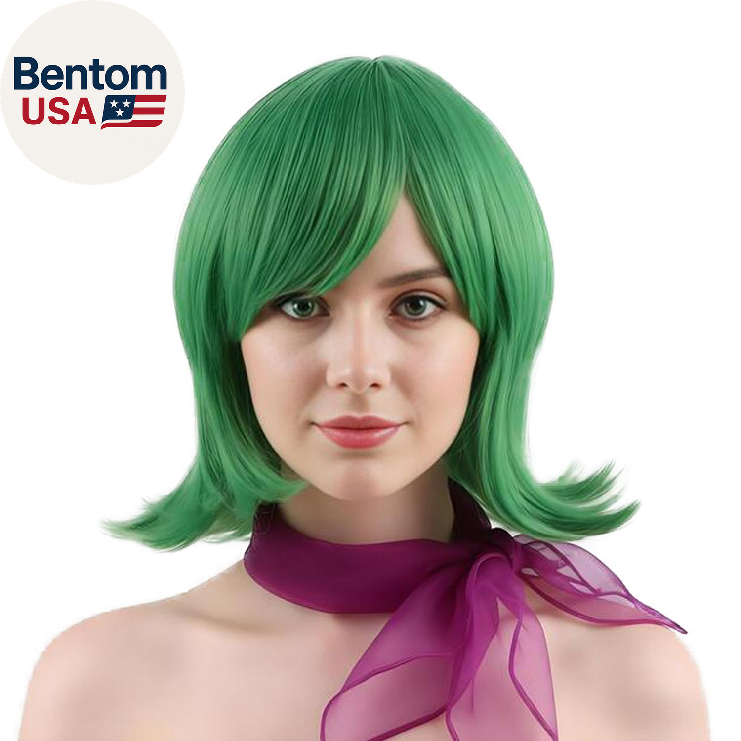 Deep Green Disgust Wig Women Flip Out Wig Short Halloween Heat Resistant Synthet