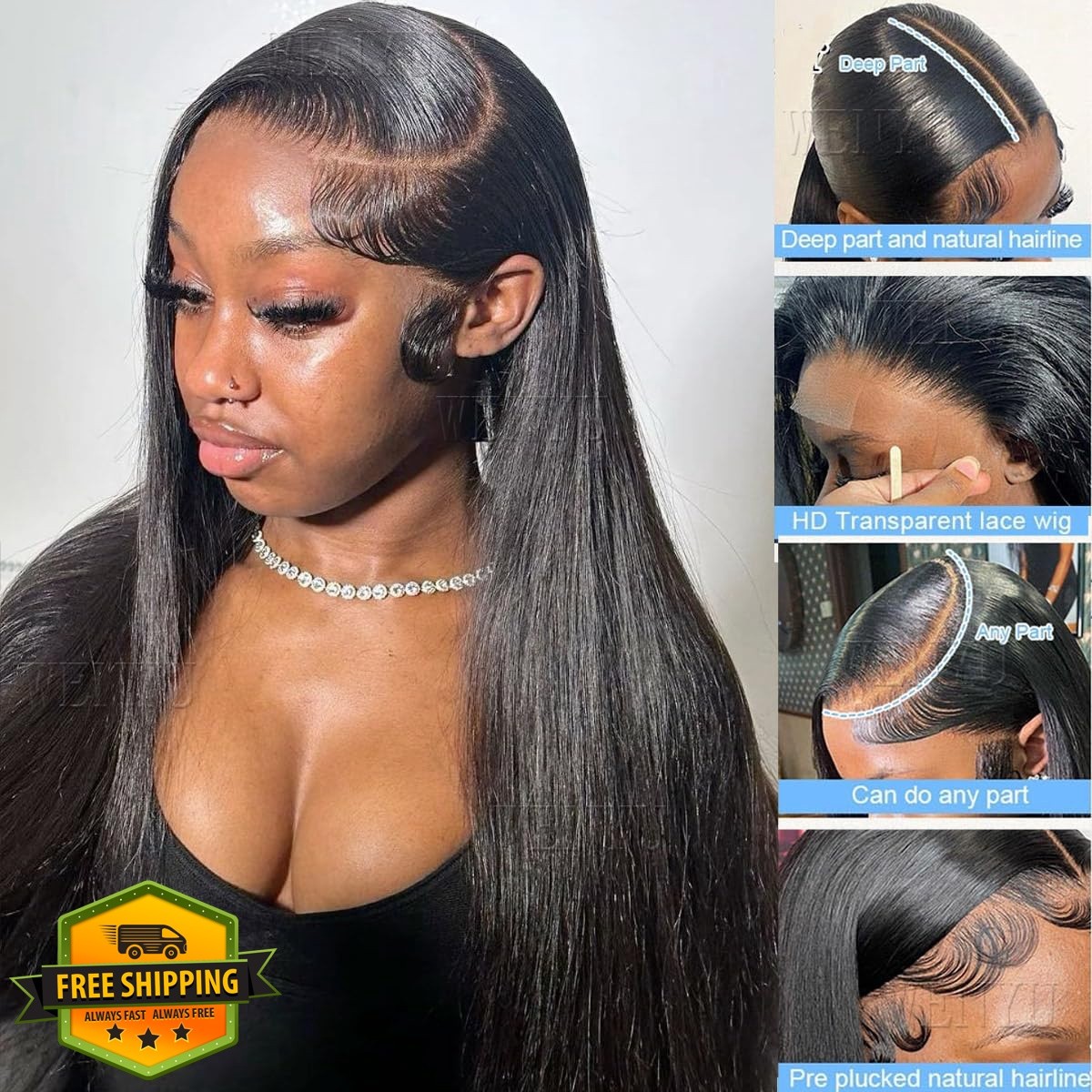 wenyu 28 Inch Straight 13×6 Glueless Lace Front Wig