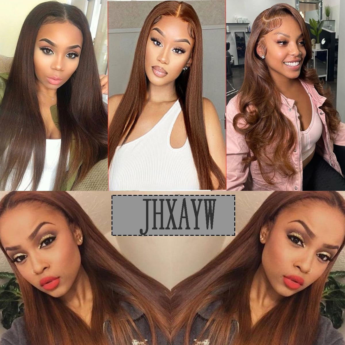 Synthetic Lace Front Auburn Wig Pre Plucked Dark Brown Glueless Wigs for Black W