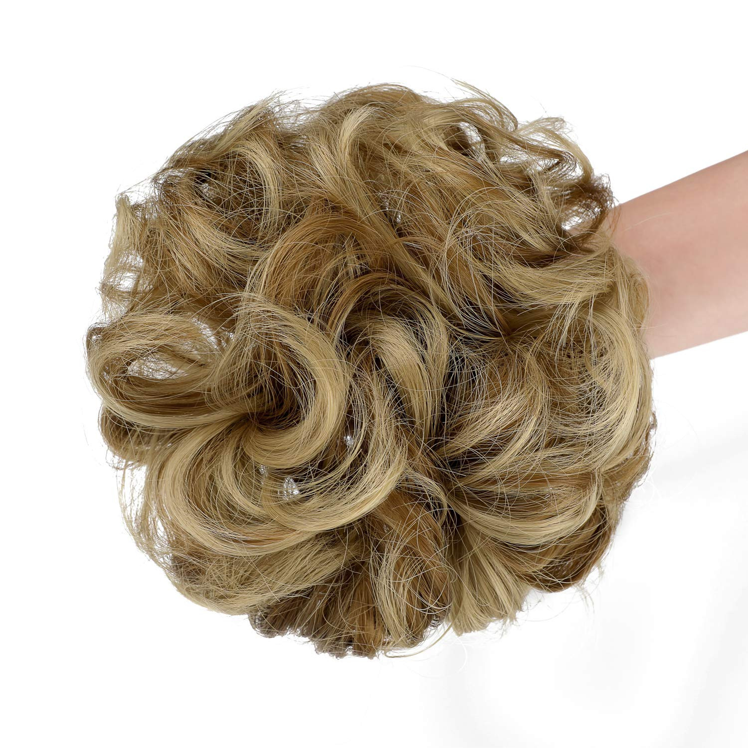 2 PCS Messy Bun Hair Piece Wavy Curly Scrunchies Synthetic Chignon Ponytail Hair