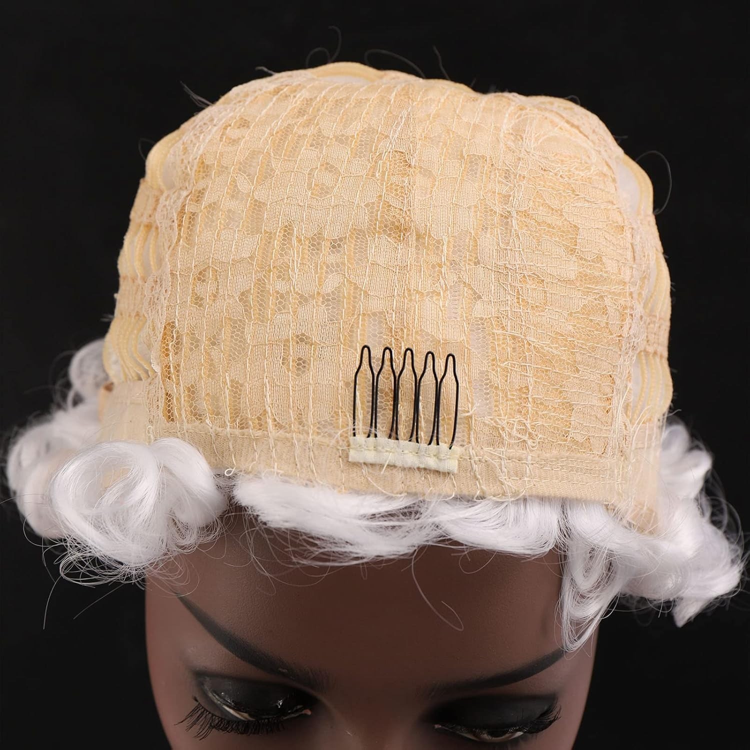 Durable Synthetic White Finger Wave Wig – Perfect for Themed Parties & Daily Use
