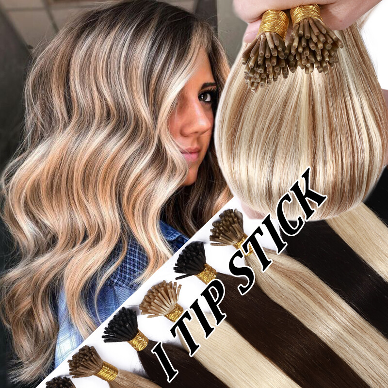 150G I Link Stick Tip Human Remy Hair Extensions Micro Beads Thick Full Head 18″