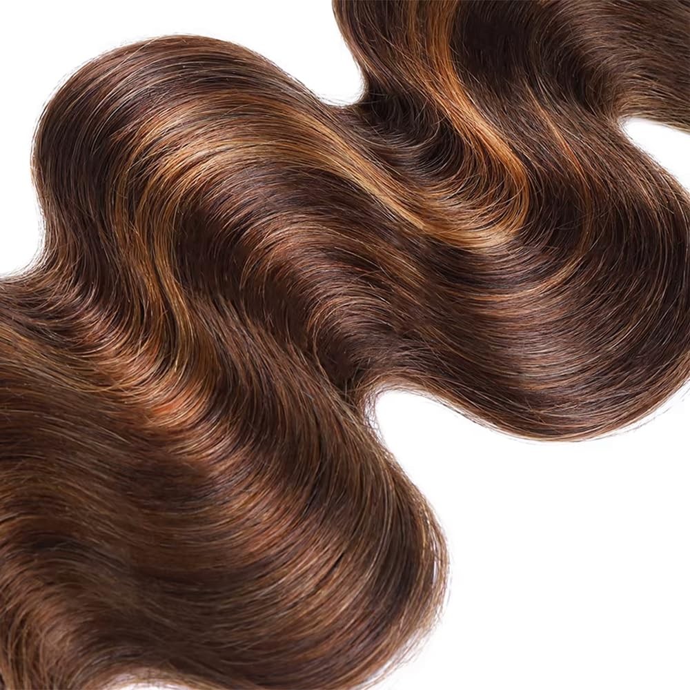 Ombre Brown Highlight Human Hair Bundles T1BP4/30 Body Wave Human Hair 3 Bundles