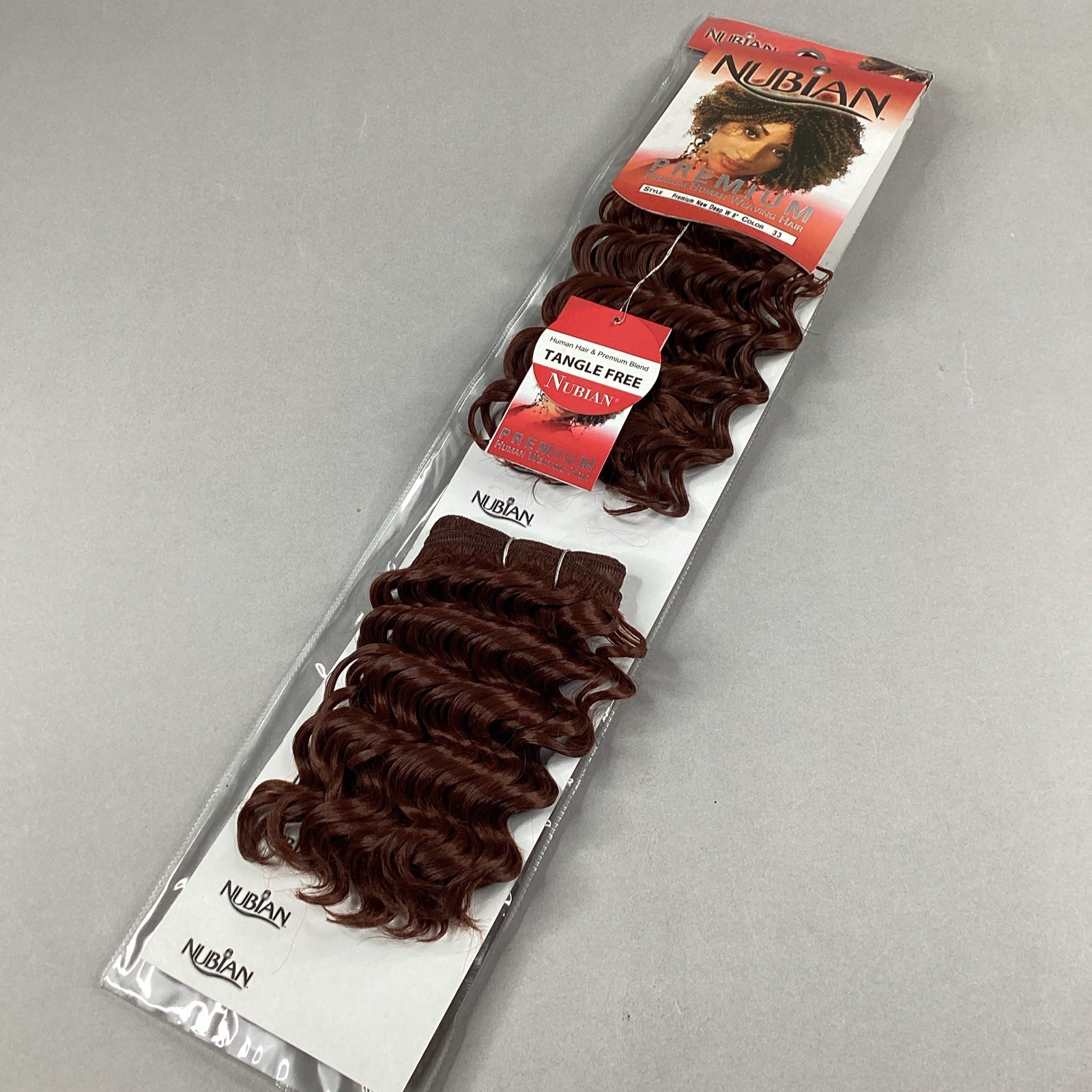 8” New Deep Weave 2Pcs #33 Auburn Nubian Synthetic Blend Mixed Hair Extensions