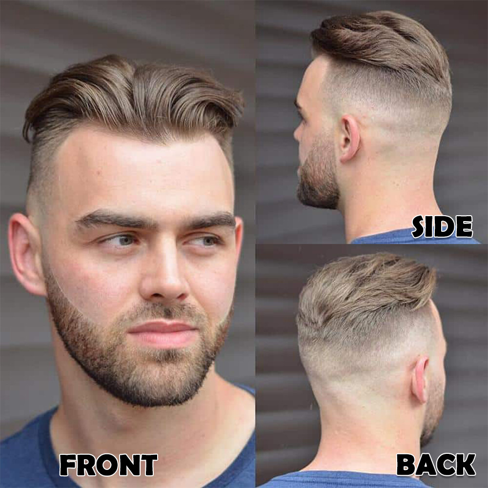 Hairline Men Toupee 100% Human Hair Thin PU Skin Hairpiece Replacement System US