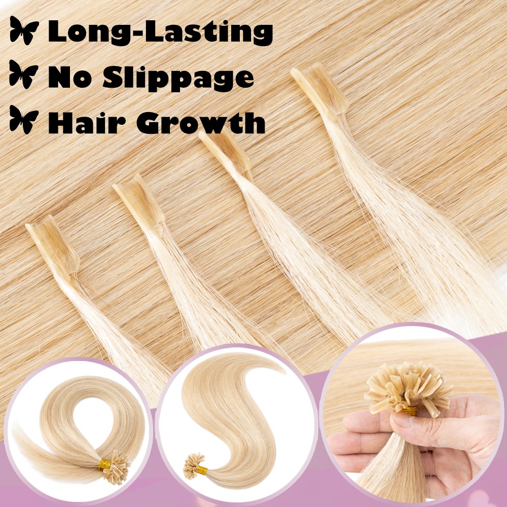 Nail U Tip Glue 100% Remy Human Hair Extensions Pre Bonded Keratin Fusion THICK