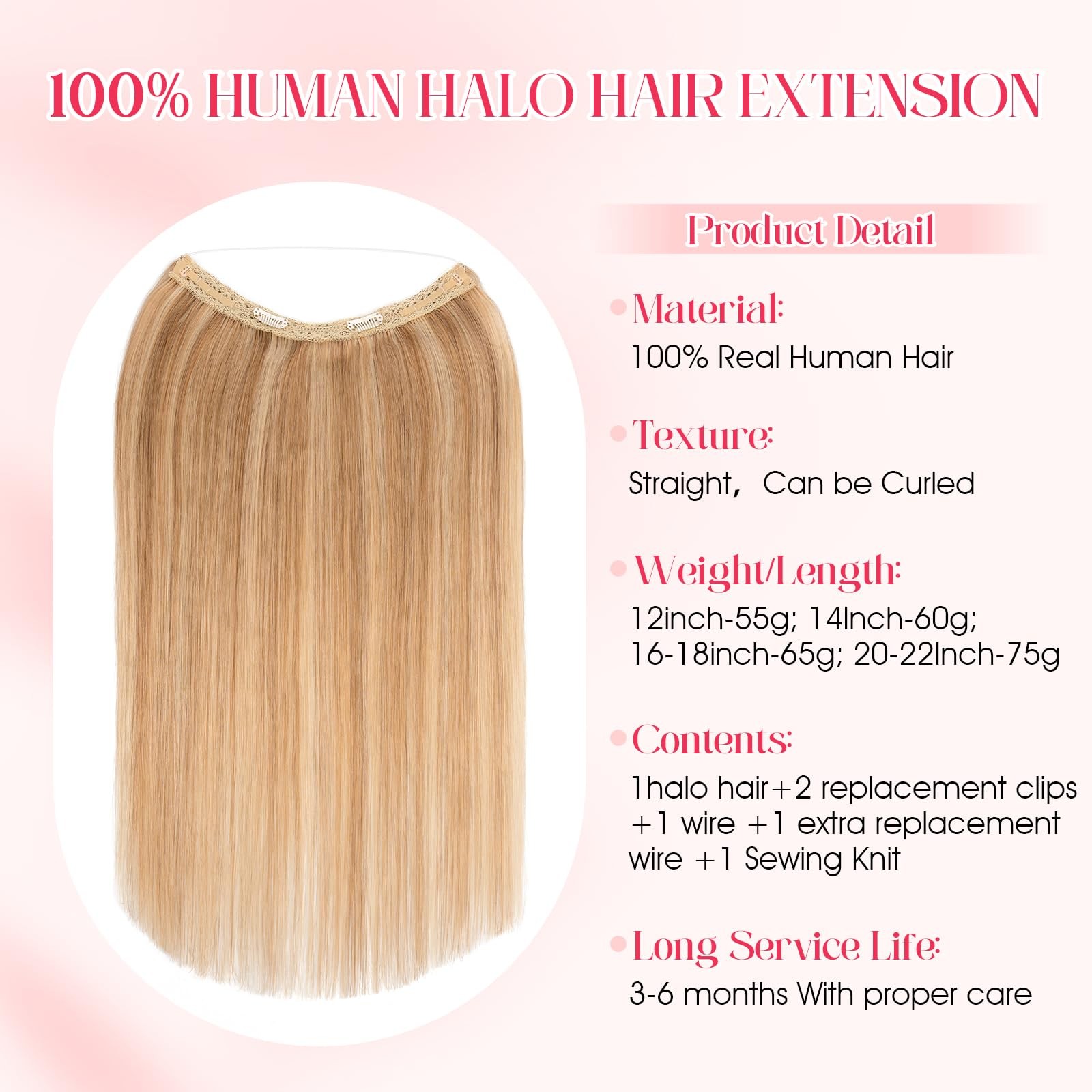 Rich Choices Halo Hair Extensions Real Human Hair 100 Remy Human Hair Halo