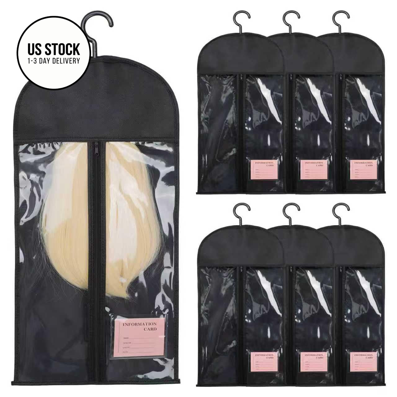 tbotfd 6PCS Anti-Static Wig Storage & Care, Holder 6pcs23.5inch, Black