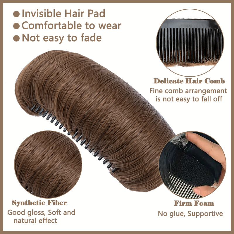 Women Volume Bump Inserts Hair Bun False Hair Clip Hair Pad Insert Styling Tool