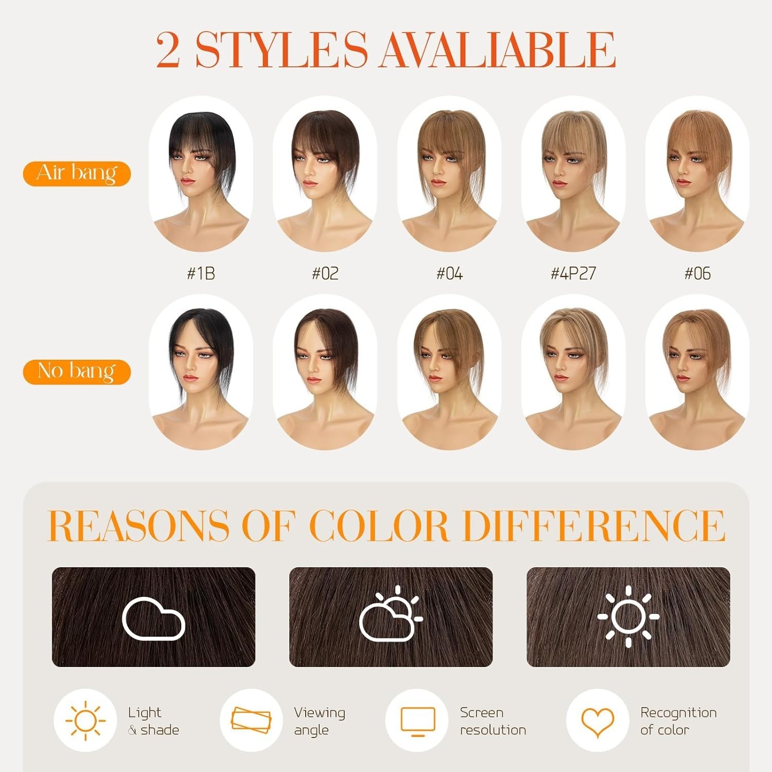Hairro Human Hair Toppers For Women No Bang Middle Part Side Bangs Hair Clip Wis