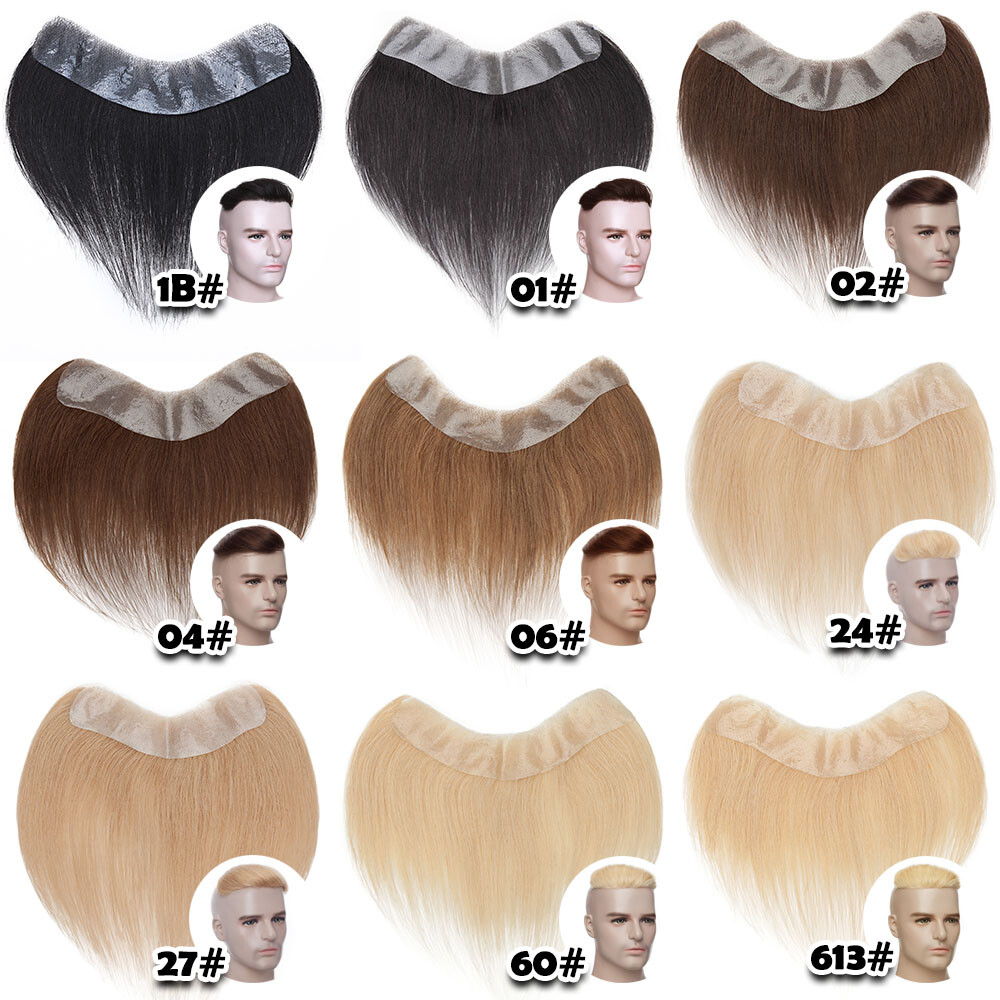 Hairline Men Toupee 100% Human Hair Thin PU Skin Hairpiece Replacement System US