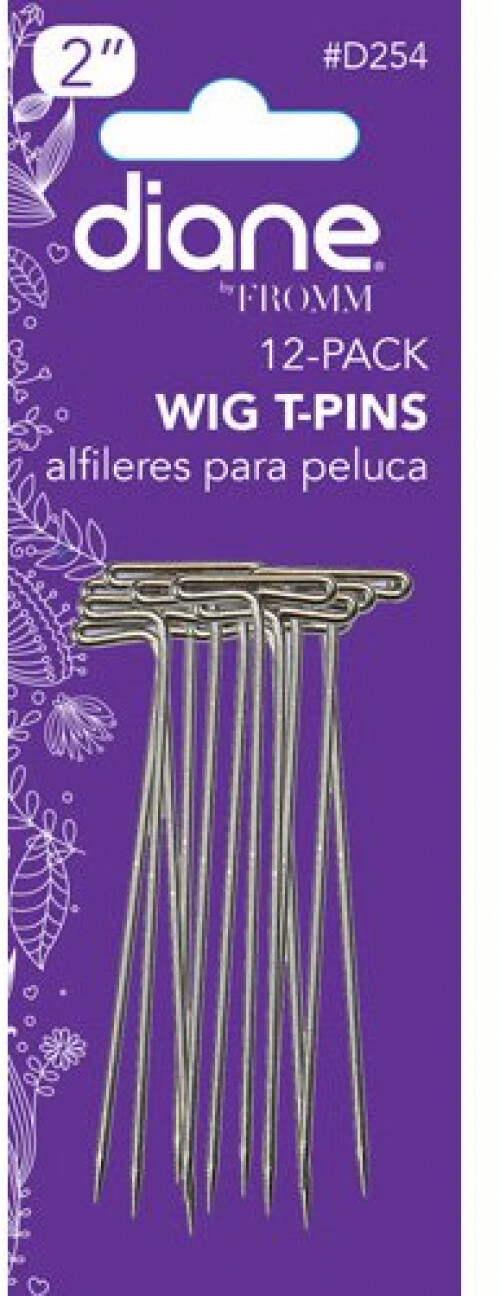 Wig T-pin Needles 12-Pc Set 2-In Mannequin Pins Silver Making Wig Hair Extension