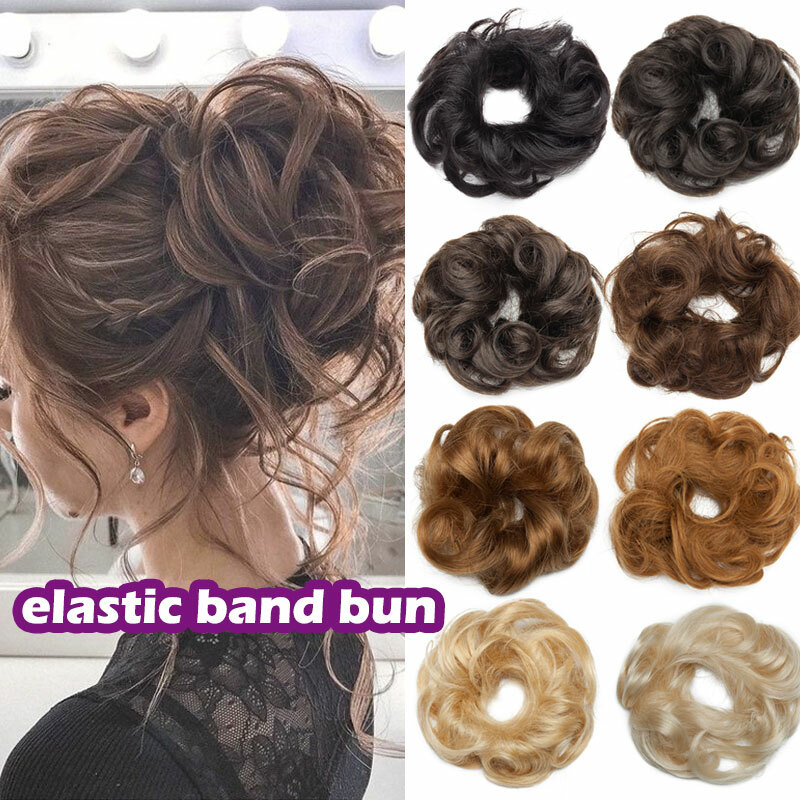 Real 100% Human Hair Messy Bun Scrunchie Piece Clip In Extensions Ponytail Cover