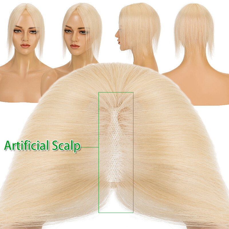 Free Part Clip In 100% Remy Human Hair Piece Top Topper Hand-Tied Lace Hairpiece