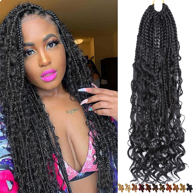 Boho Crochet Braids As Human Hair Curls Pre-looped Goddess Braid Wavy Extension