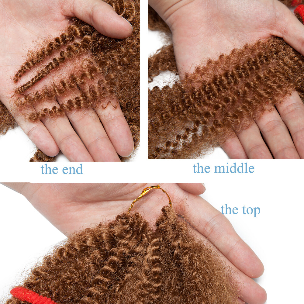 Afro Kinky Curly Twist Crochet Hair Ombre Synthetic Braiding Hair Extensions 11″