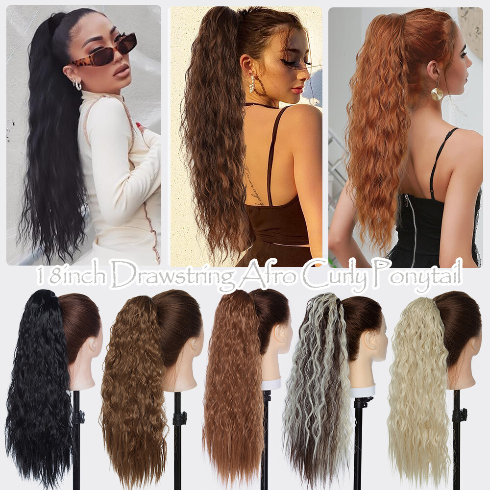 32″ Afro Kinky Curly Ponytail Hair Extensions Drawstring As Human Hair Pony tail