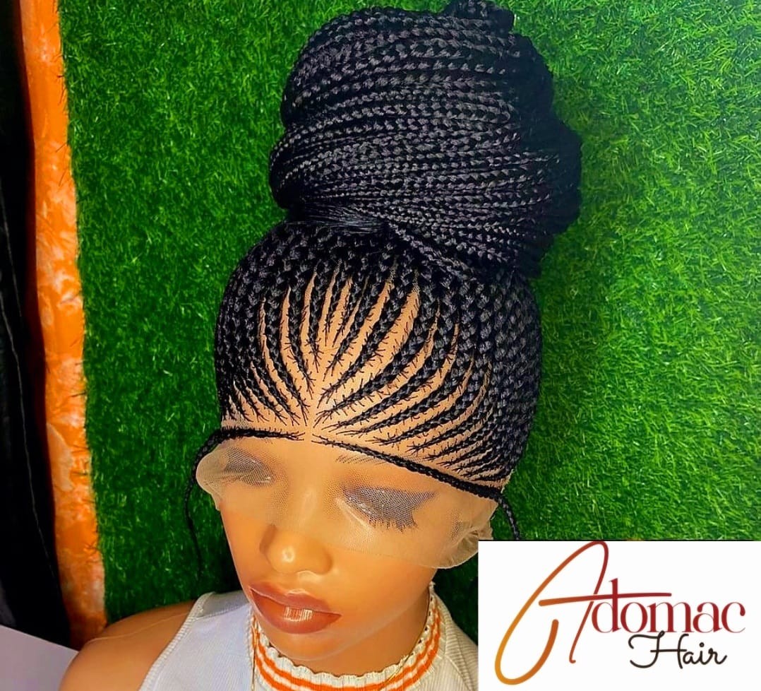 Black 36inches 360 full lace Braided Wig 004- Luxury Braided Wig Style