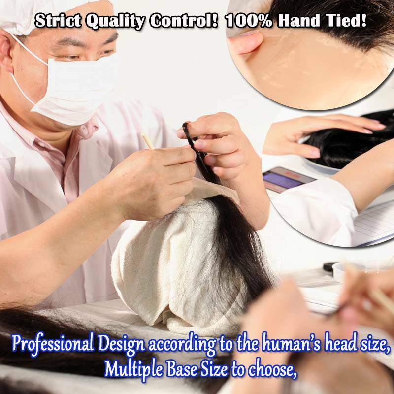Hand Made Natural Toupee For Men 100% Virgin Human Hair System Hairpieces Skin R