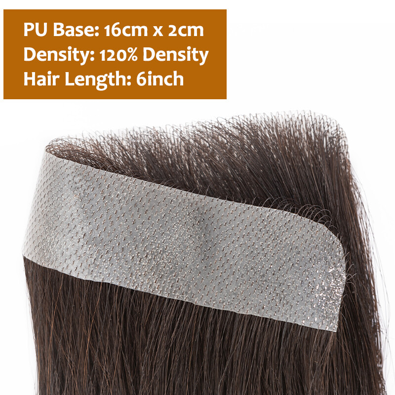 Mens Hairline Toupee Men Frontal Hairpiece V-Shape PU Thin Skin Remy Human Hair