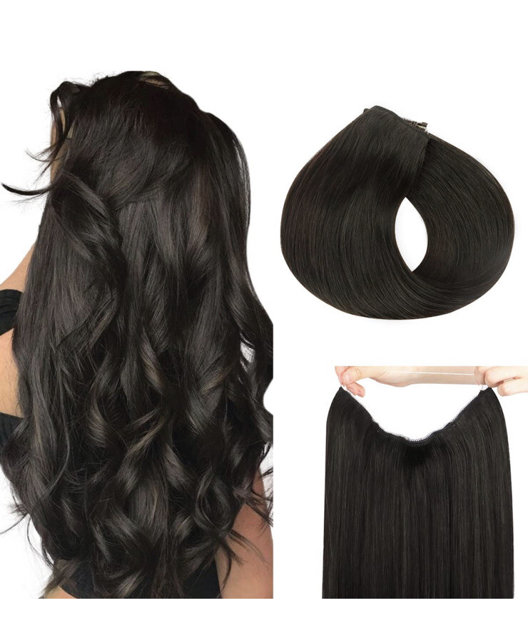 HotBanana Wire Hair Extensions 18” 95g Dark Brown #2 Real Human Hair Remy Extens