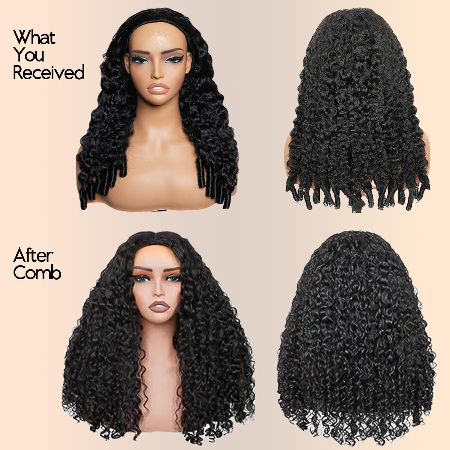 250% Density 20″ Burmese Curly Half Wig – 100% Human Hair, Glueless, Seamless, 3