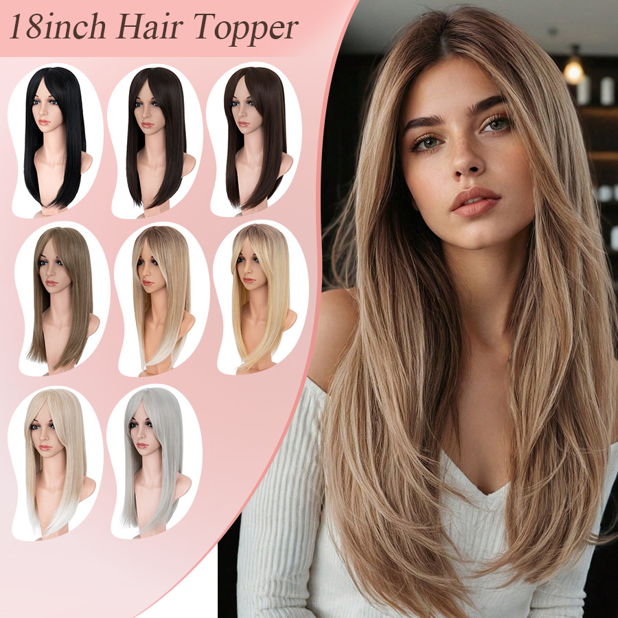Free Part Women Topper Real As Human Hair Toupee Clip in Straight Wavy Hairpiece
