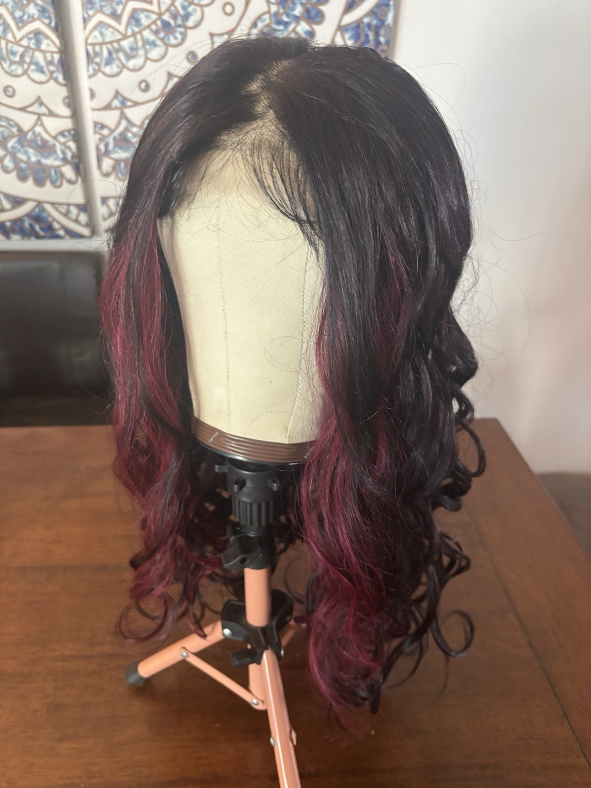 Lace Front Free Part Synthetic Brunette W/ Burgundy Peekaboo, Show Stopper New