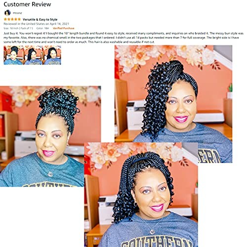 7 Packs 18 Inch Crochet Box Braids Hair with Curly 18 Inch ( Pack of 7 ) 1B#