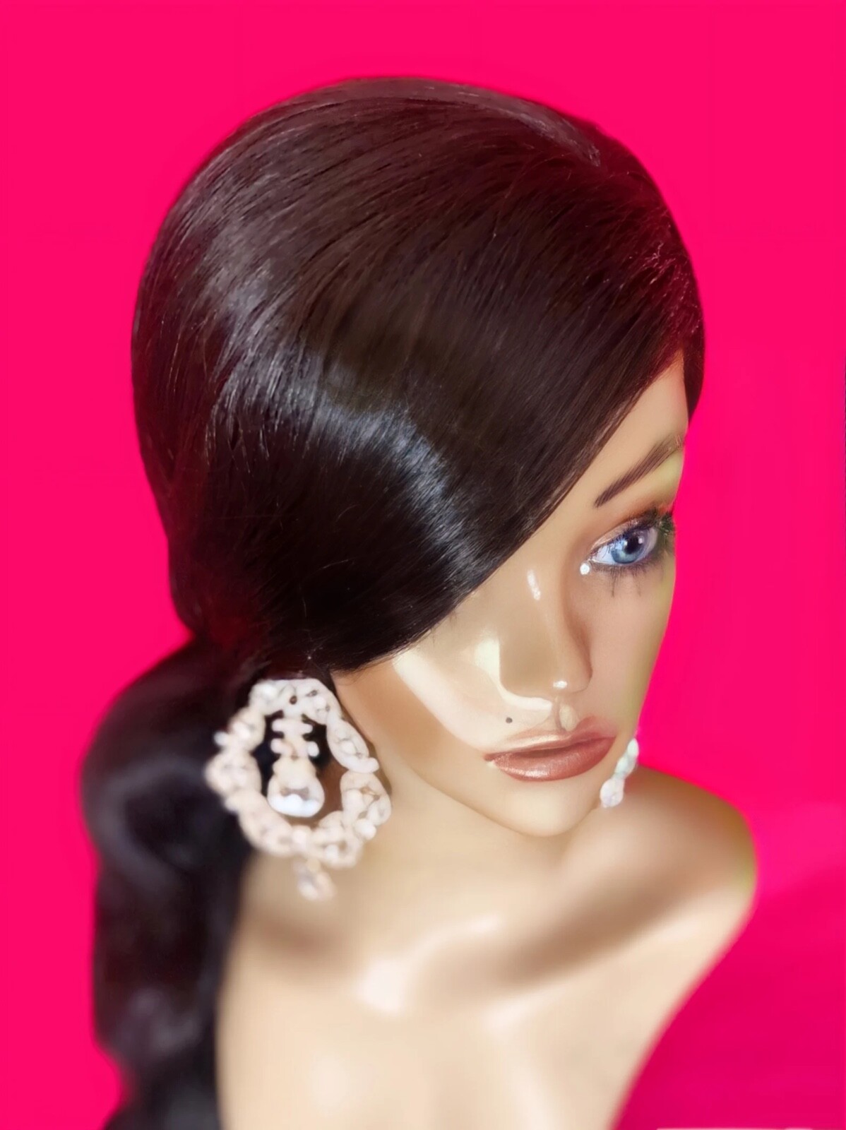 KIM KARDASHIAN Long Side PONYTAIL Wig! Lace Front Costume Drag Blonde ALL COLORS