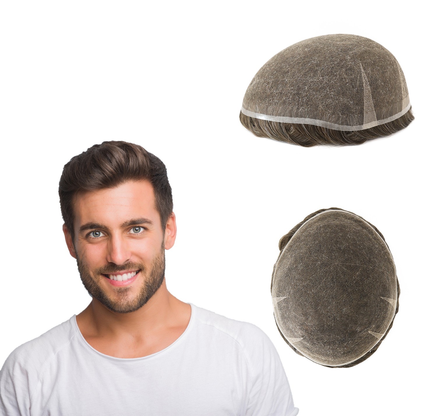 Discount Toupee For Mens Human Hair Replecement System Swiss Lace Hairpiece 8X10