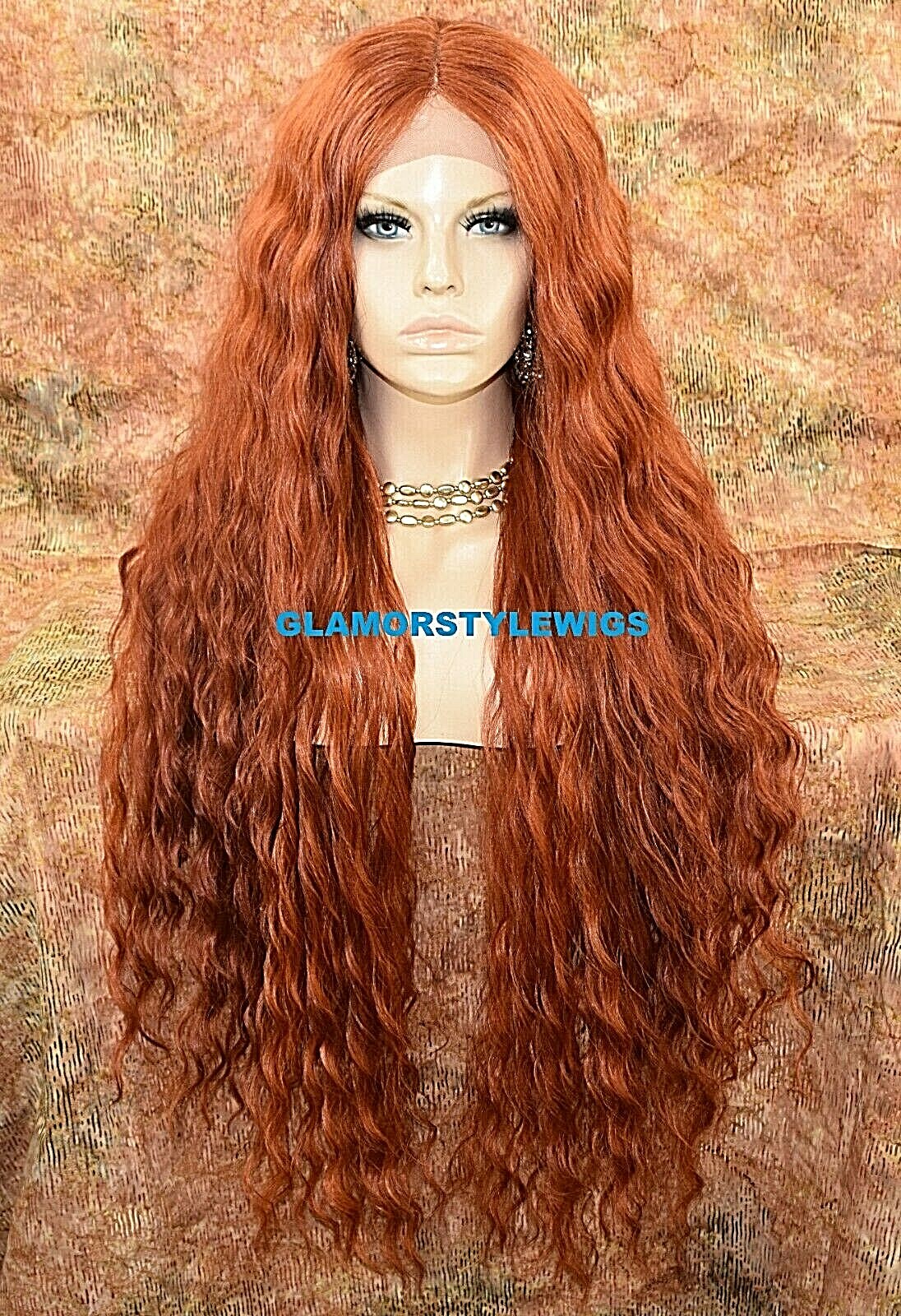 LACE FRONT FULL WIG EXTRA LONG WAVY LAYERED MIDDLE PART COPPER HEAT OK NWT