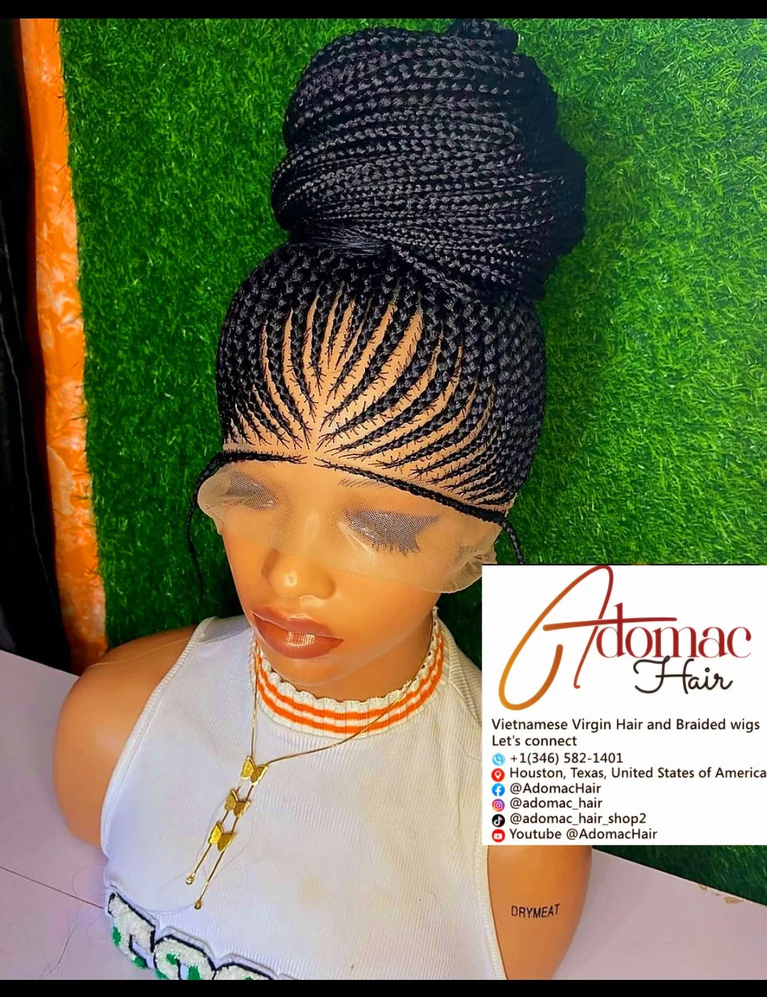 Black 36inches 360 full lace Braided Wig 004- Luxury Braided Wig Style