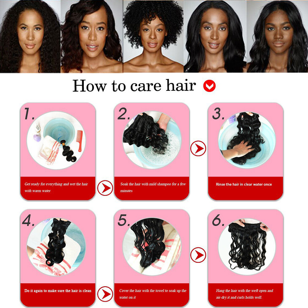 300G/3 Bundles THICK 100% Virgin Human hair Extensions Sewing In Bundles Weave