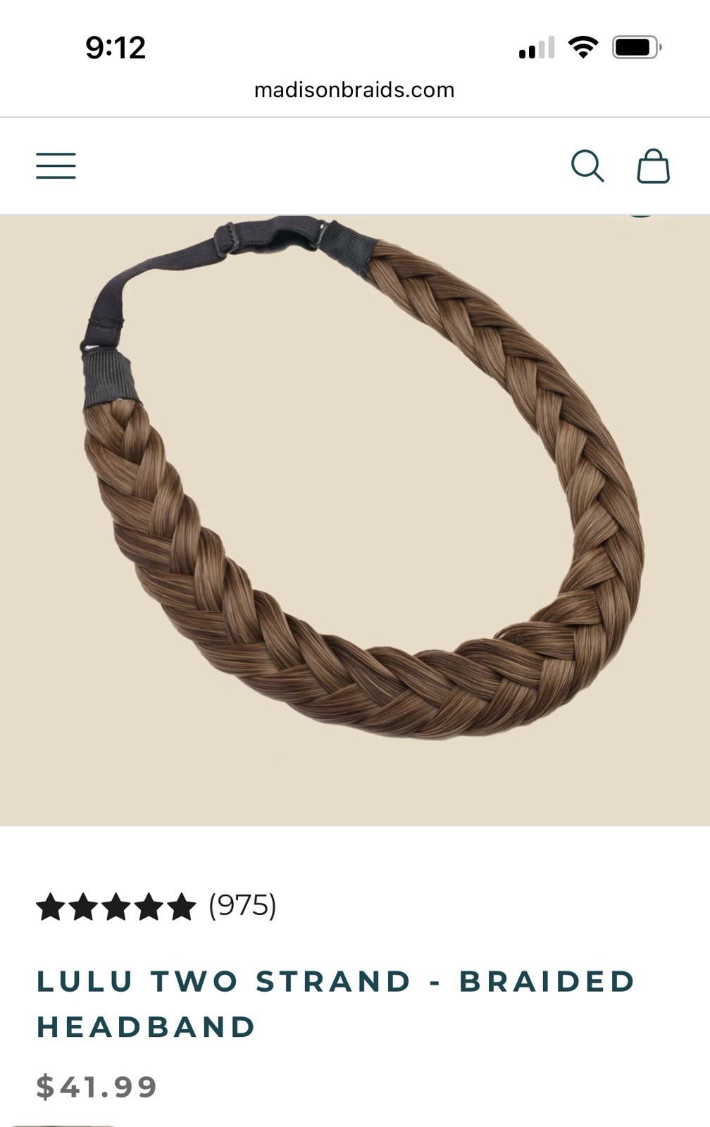 NIB Madison Braids Hair Extensions Braided Headbands ASHY LIGHT BROWN