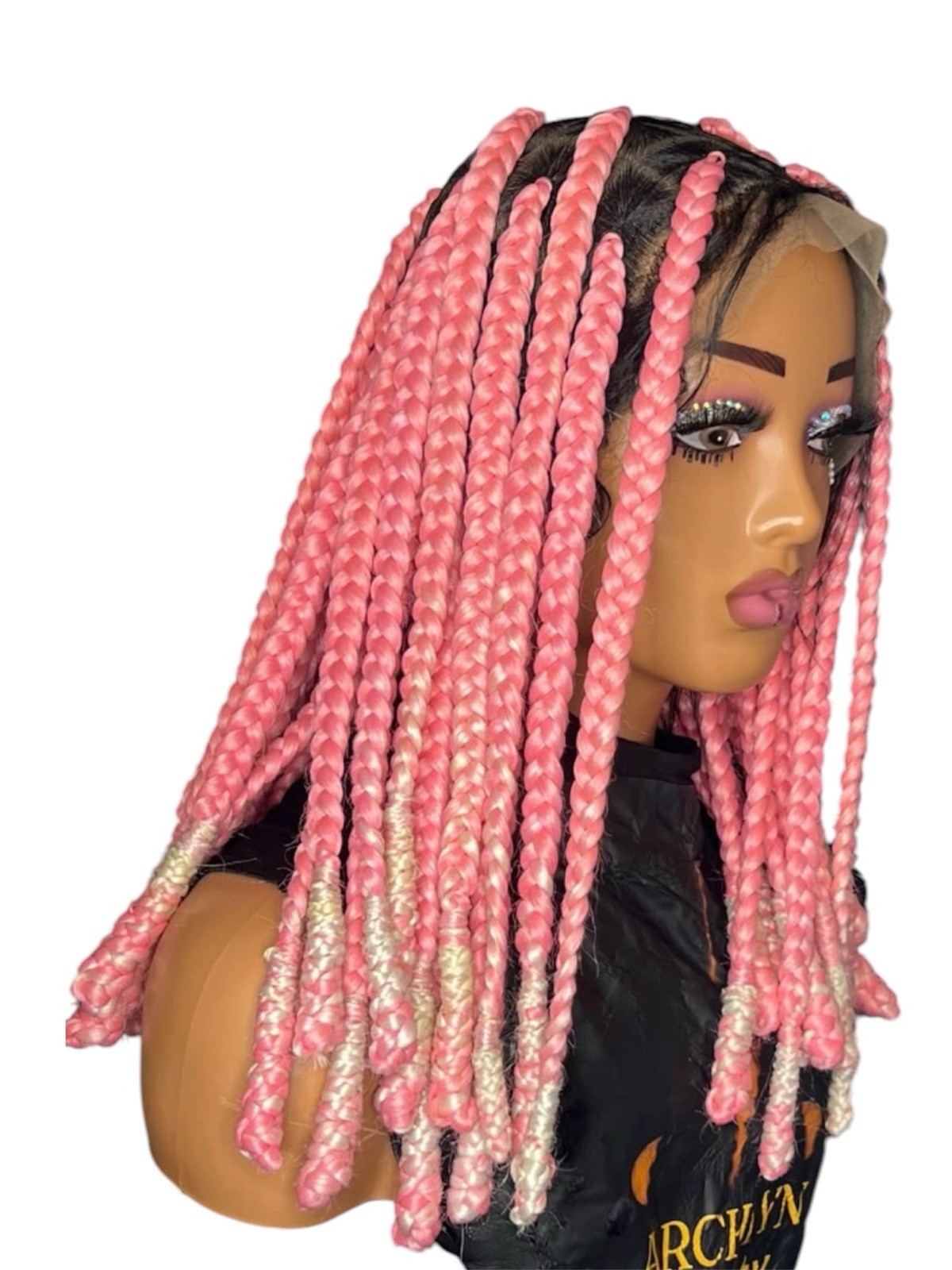 Pink/Blonde Ombré Braided Lace Front Wig 14in Free-Part Elastic Combs