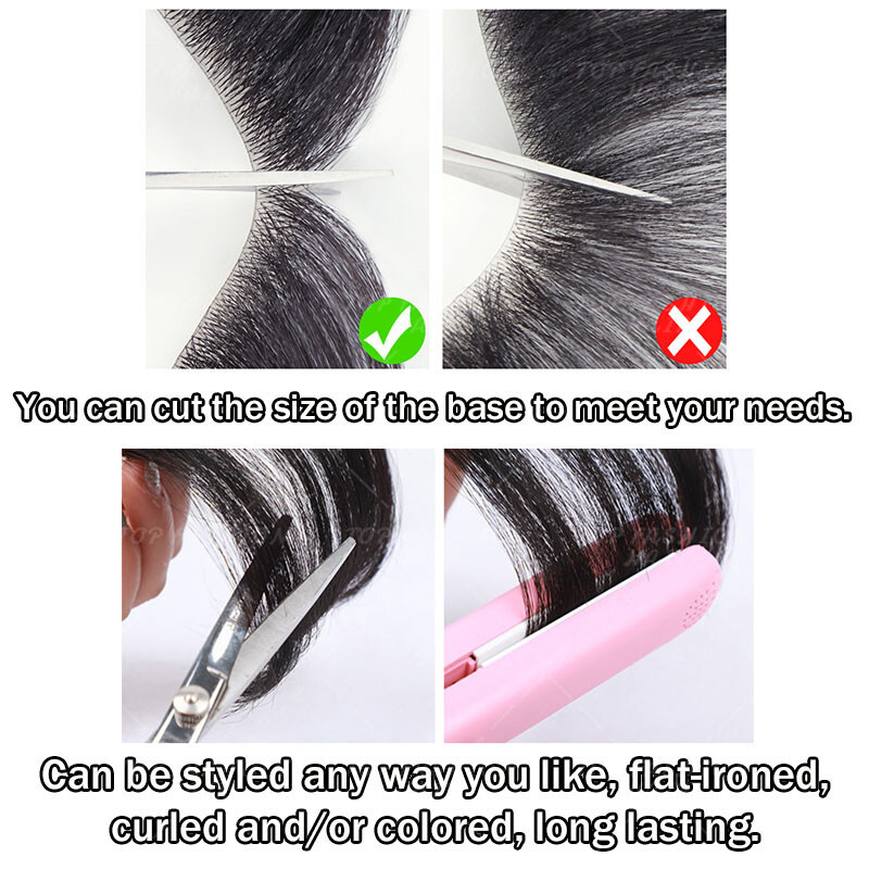 FULL Poly PU LACE Mens Toupee Hairpiece Remy Human Hair Wig Replacement System