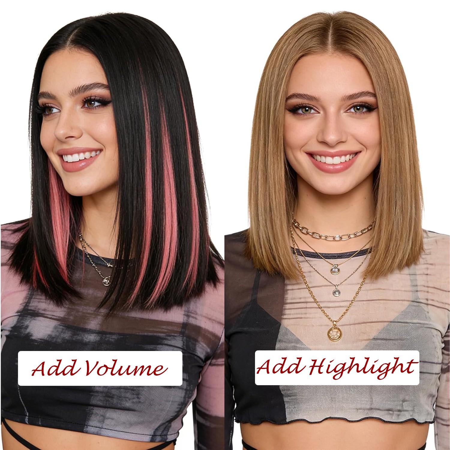 6 PCS Clip in Short Hair Extensions 100% Real Human Hair Volume Highlight USPS