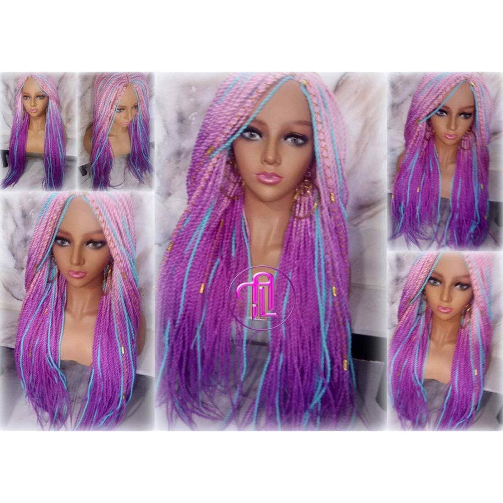 Ombre Pink Purple Blue Soft Senegalese Twist Ombre Braids Accents Hair Unicorn