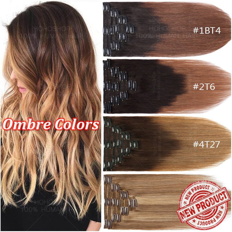 CLEARANCE Clip In Human Remy Hair Extensions Full Head 8 Pieces 22″24″ THICK