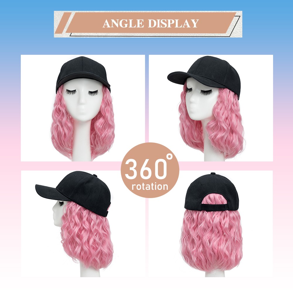 Denim Baseball Cap Hat Wig Hairpiece with Short Curly Casual Daily Wear Dating
