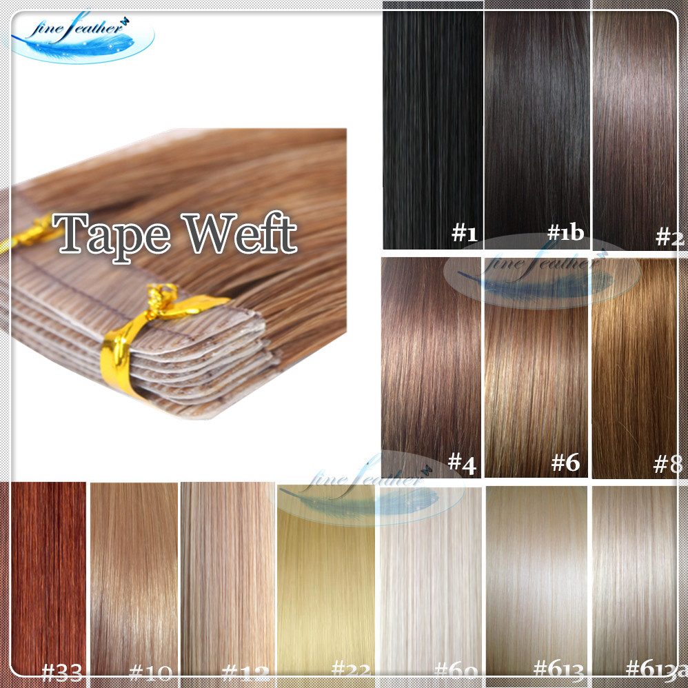 18″ Indian 100% Remy Human 6A Tape Hair Extensions Black/Brown/Blonde 40pcs
