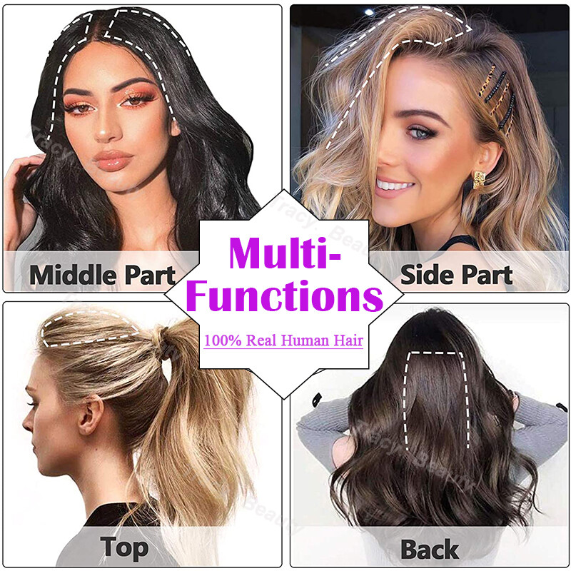 Balayage Short Clip In 100% Real Remy Human Hair Extensions Pad Hairpiece 2Clips