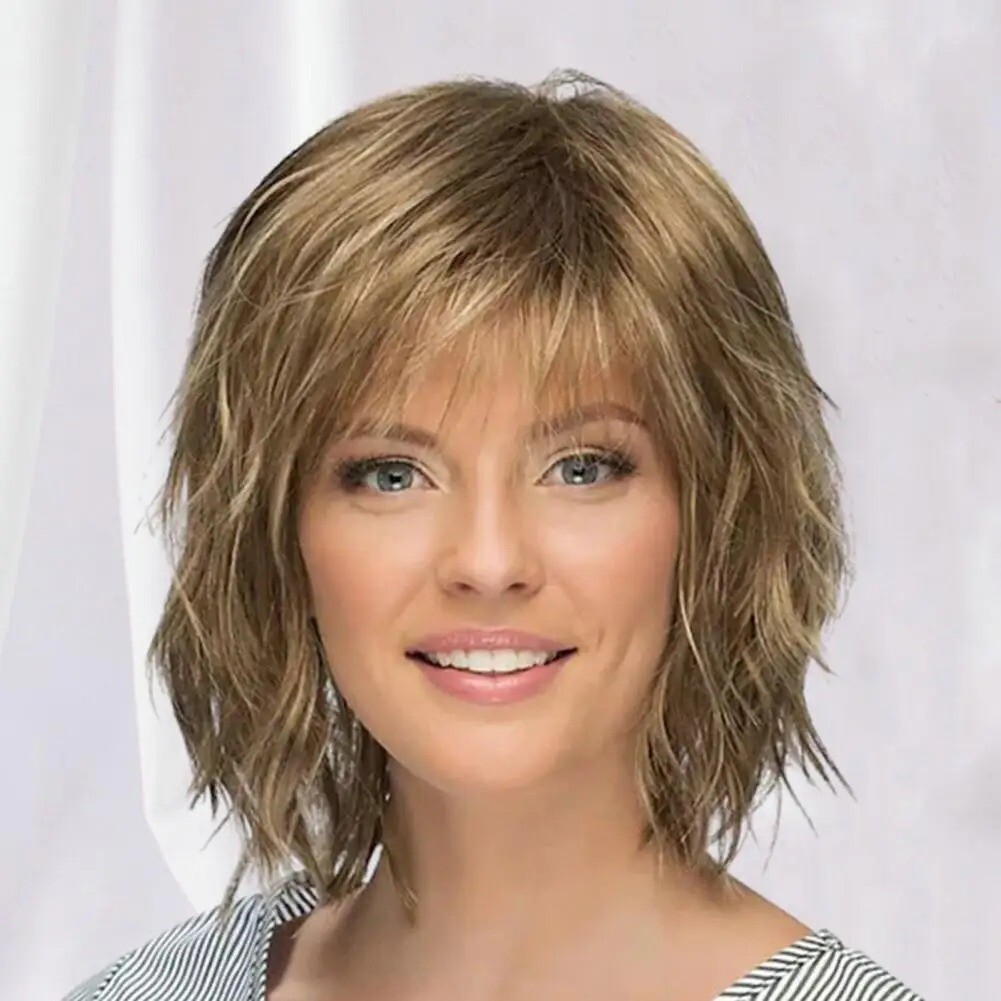 New Messy Women Wig, Soft Smooth Short Curly Wig with Bangs, Natural Look⭐