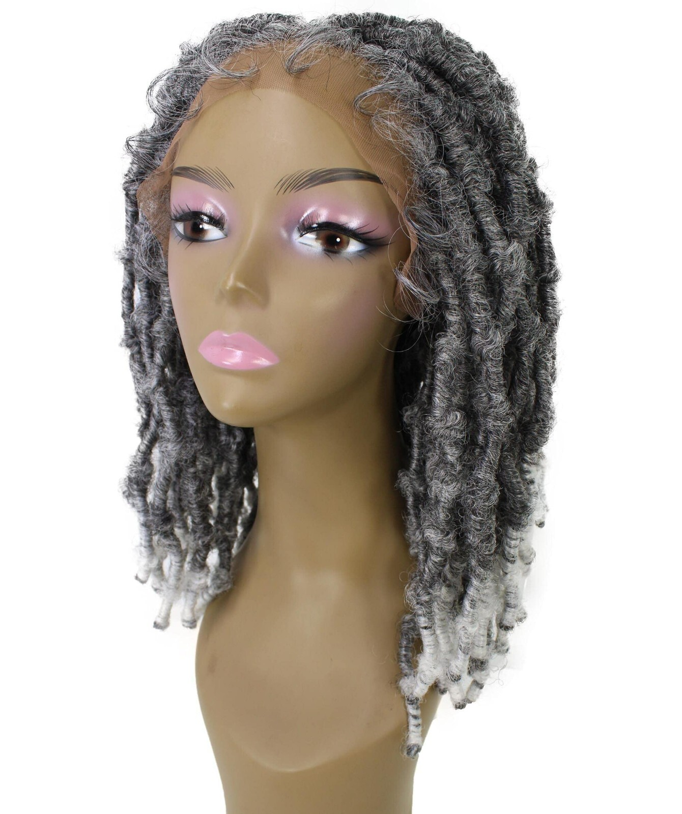 LUXLUXE Curly Ezelle 15.5″ inch Long 4X4 Hand Tied Lace Braid Braided Wig