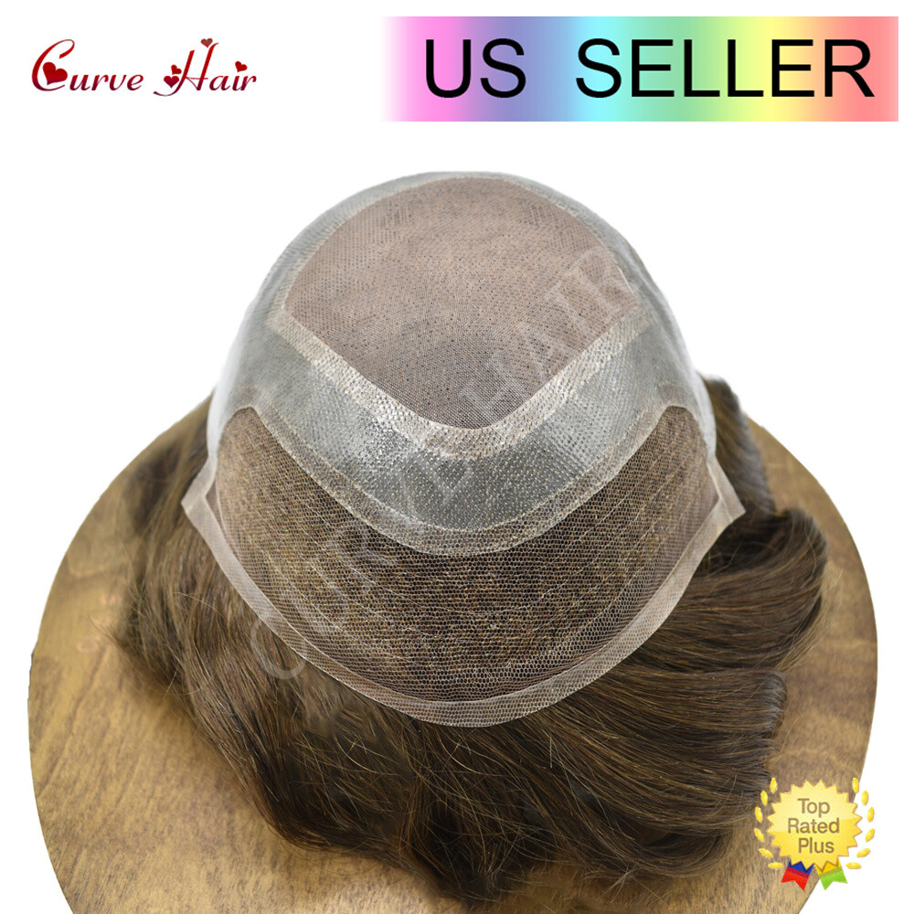 Mens Hair Piece Human Hair Replacement System Lace Front Mens Toupee Hair Units
