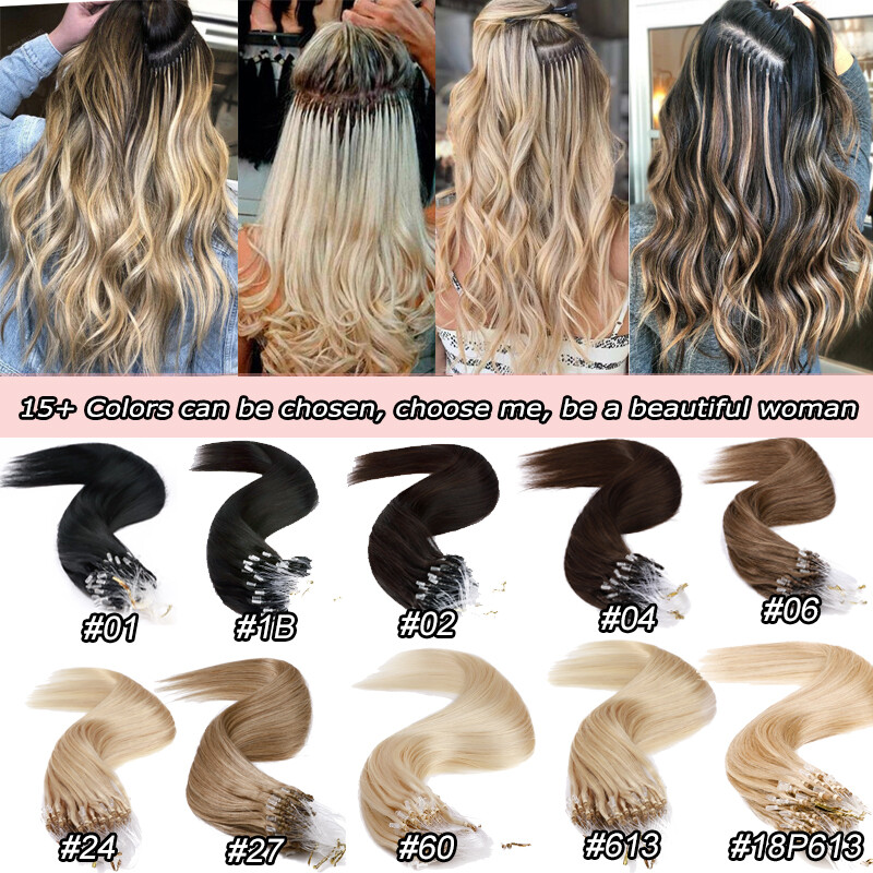 150G Thick Micro Loop Tips Ring Beads Virgin Remy Human Hair Extensions Ombre 9A